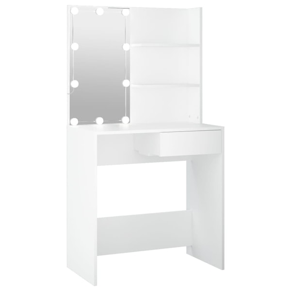 vidaXL Sminkbord med LED vit 74,5x40x141 cm Vit