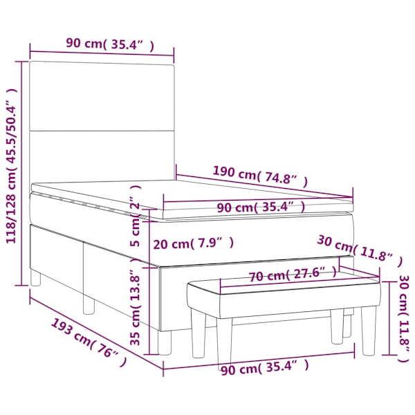 vidaXL Ramsäng med madrass grå 90x190 cm konstläder Grå