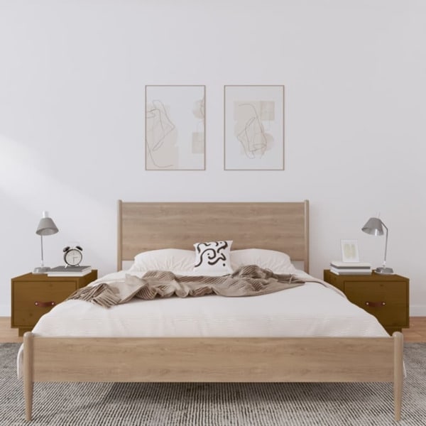 vidaXL Sängbord 2 st honungsbrun 40x34x35 cm massiv furu honungsbrun