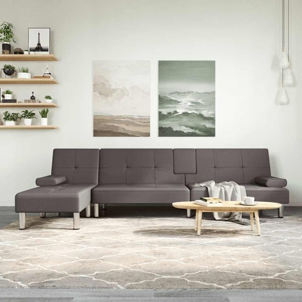 vidaXL L-formad bäddsoffa grå 255x140x70 cm konstläder Grå