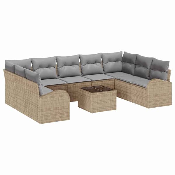 vidaXL Soffset 10 st Beige [Syntetisk]: Poly Rattan Beige