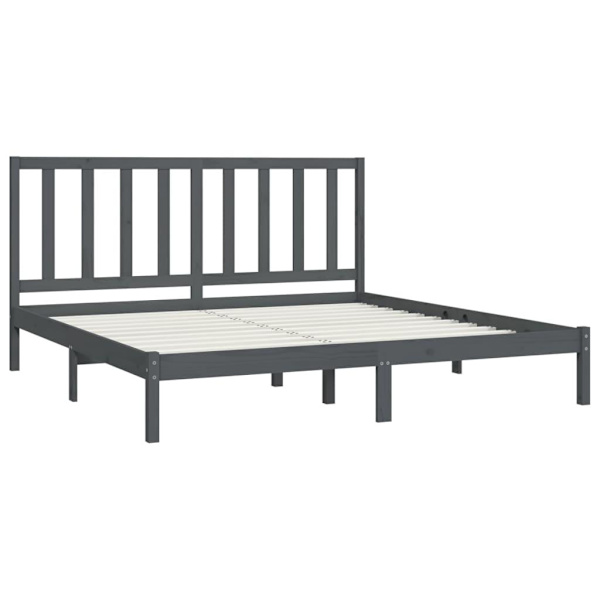 vidaXL Sängram grå massiv furu 200x200 cm Grå