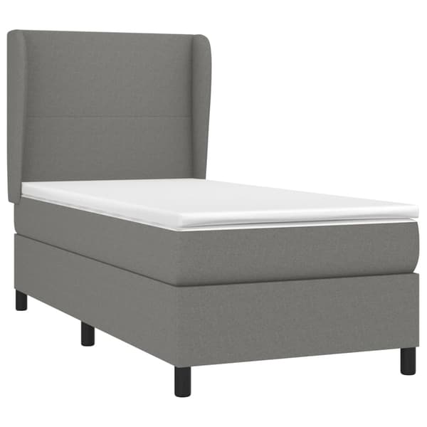 vidaXL Ramsäng med madrass mörkgrå 90x200 cm tyg Grå