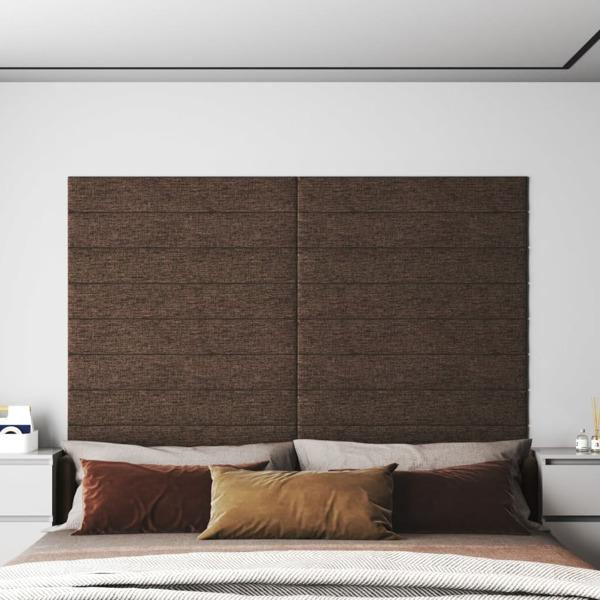 vidaXL Väggpaneler 12 st brun 90x15 cm tyg 1,62 m² Brun