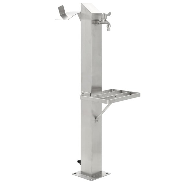 vidaXL Vattenpost för trädgården 95 cm rostfritt stål fyrkantig Silver