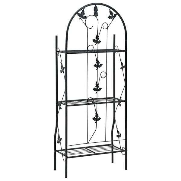 vidaXL Växtstöd 3 hyllor svart 52x28x128 cm järn Svart