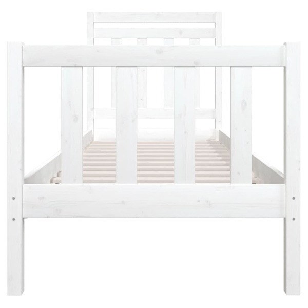 vidaXL Sängram massivt trä 75x190 cm vit Vit