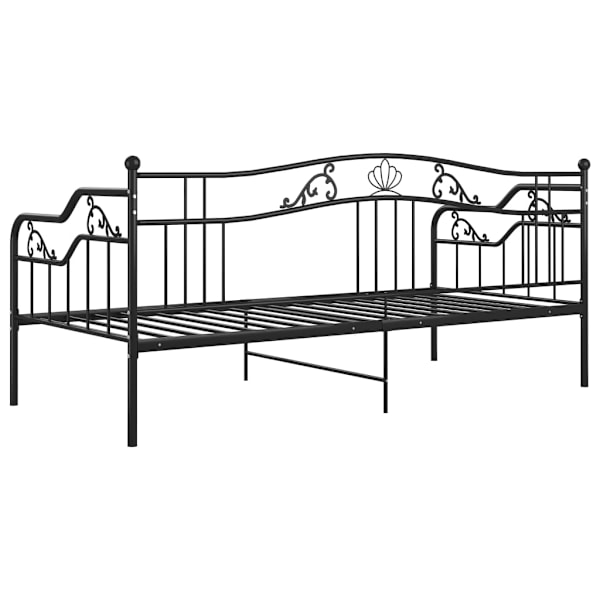 vidaXL Sängram bäddsoffa svart metall 90x200 cm Svart