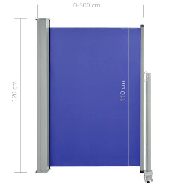 vidaXL Infällbar sidomarkis 120x300 cm blå Blå