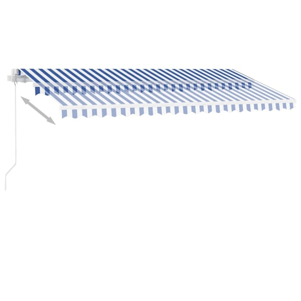 vidaXL Fristående markis manuellt infällbar 450x350 cm blå/vit Blå