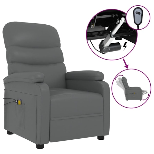 vidaXL Elektrisk massagefåtölj Grå konstläder grå
