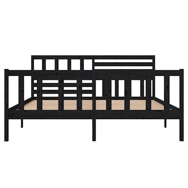 vidaXL Sängram massiv furu 135x190 cm svart Svart