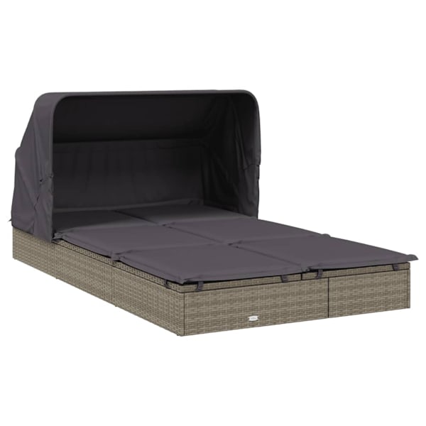 vidaXL Solsäng med hopfällbart tak grå 213x118x97 cm konstrotting Grå