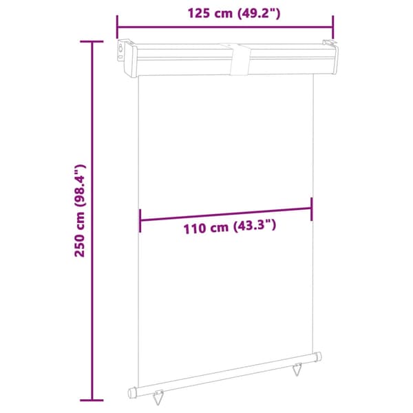 vidaXL Balkongmarkis 125x250 cm grå grå