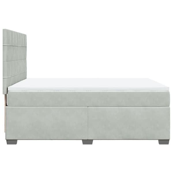 vidaXL Ramsäng med madrass ljusgrå 160x200 cm sammet Grå