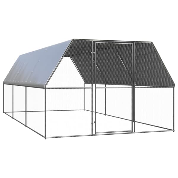 vidaXL Hönsbur för utomhusbruk 3x6x2 m galvaniserat stål Silver
