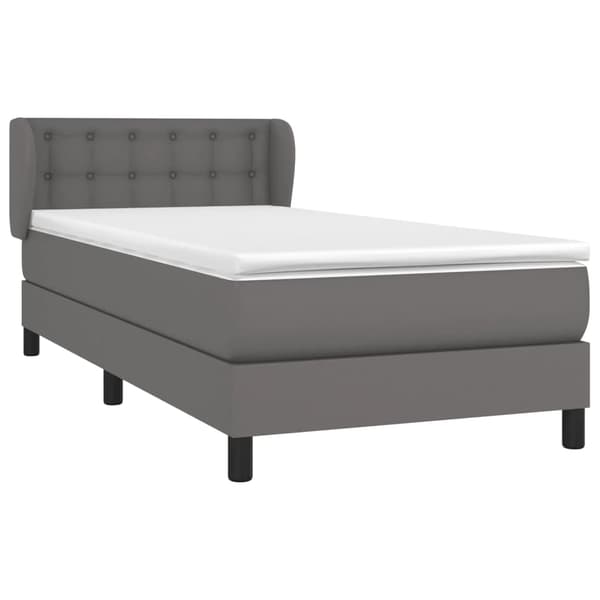 vidaXL Ramsäng med madrass grå 90x190 cm konstläder Grå