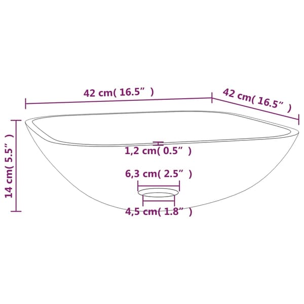vidaXL Handfat glas 42x42x14 cm transparent Transparent