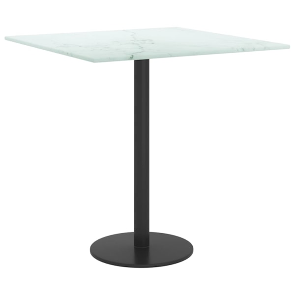 vidaXL Bordsskiva vit 40x40 cm 6 mm härdat glas med marmortextur Vit