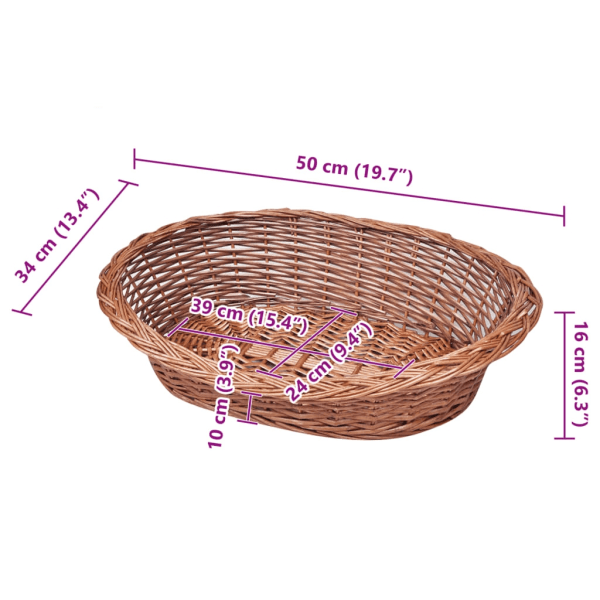 vidaXL Hundkorg i vide naturlig 50 cm Brun