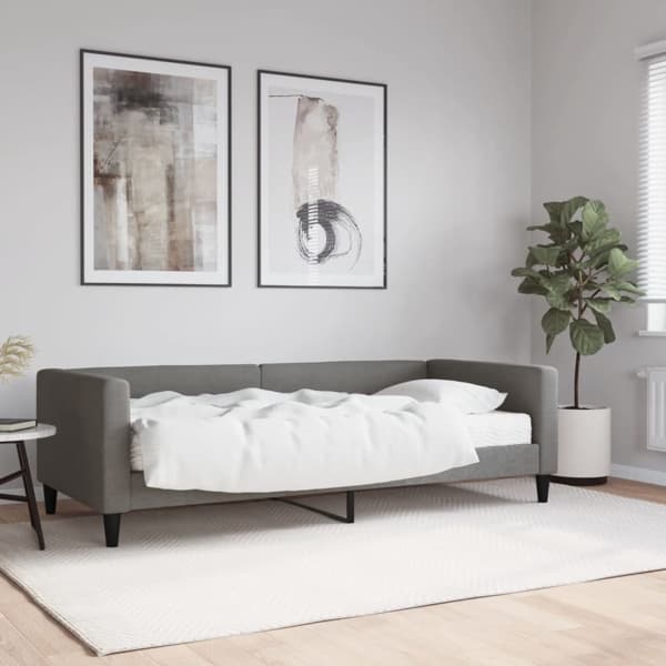 vidaXL Dagbädd med madrass mörkgrå 90x200 cm tyg Grå