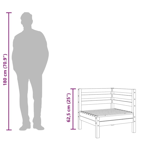 vidaXL Hörnsektion till pallsoffa vit massiv furu Vit