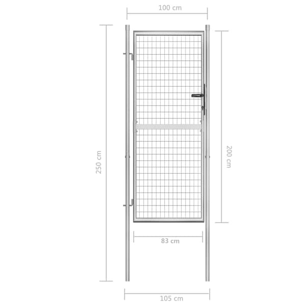 vidaXL Trädgårdsgrind galvaniserat stål 105x200 cm silver Silver