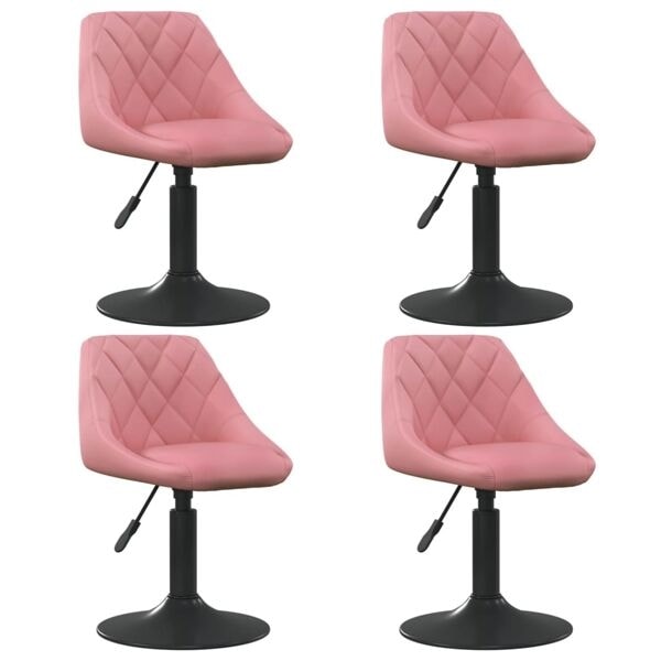 vidaXL Snurrbara matstolar 4 st rosa sammet Rosa