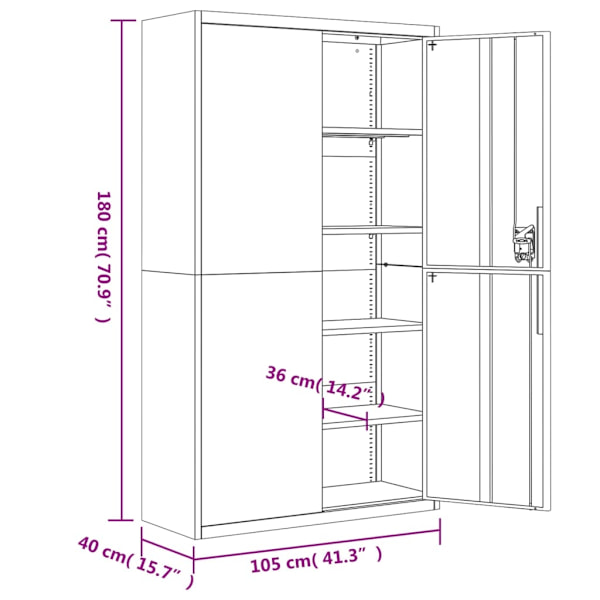 vidaXL Dokumentskåp vit 105x40x180 cm stål Vit