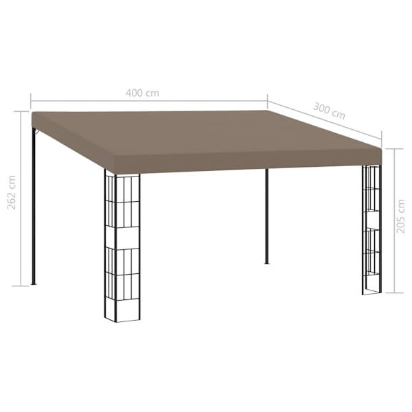 vidaXL Väggmonterad paviljong 4x3 m taupe tyg Taupe