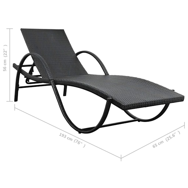 vidaXL Solsäng med dyna & bord konstrotting svart Svart