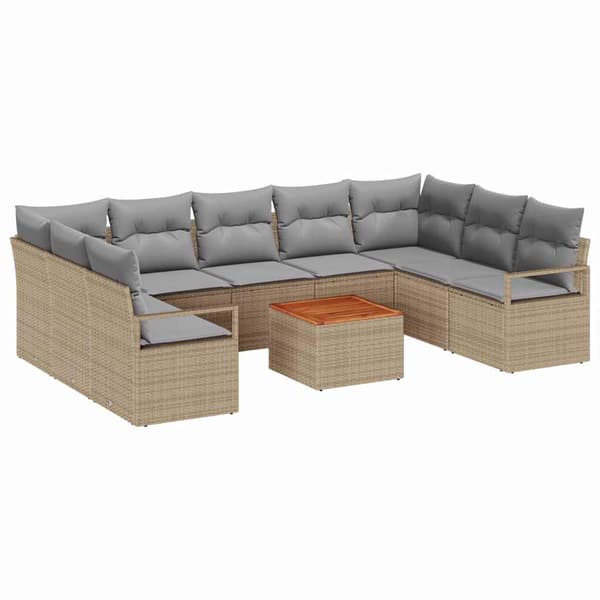 vidaXL Trädgårdsoffset 10 st Beige konstrotting Beige