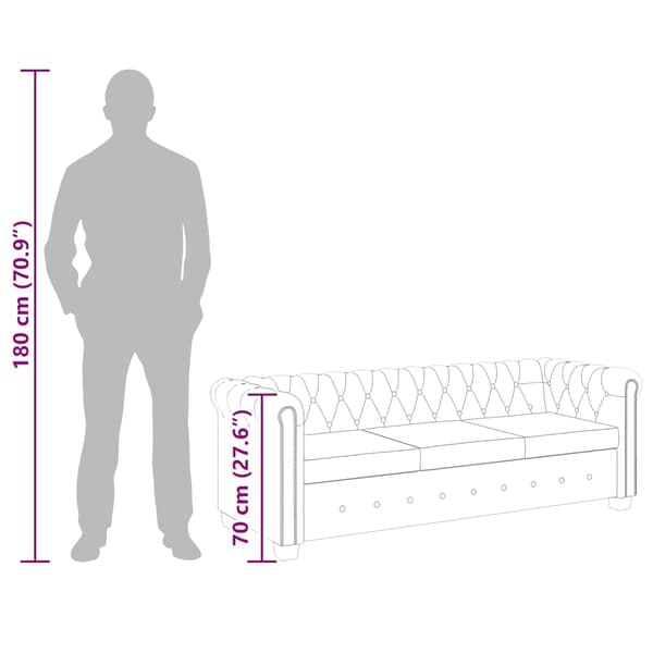 vidaXL Soffa Chesterfield i vit konstläder 3-sitsig Vit