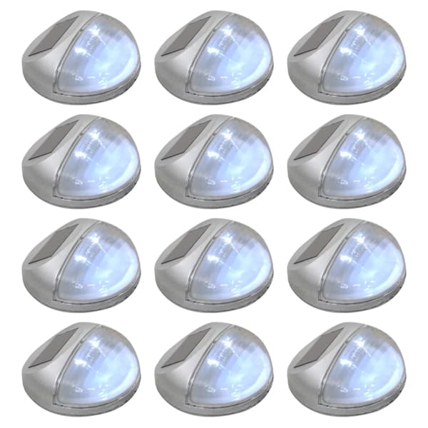 vidaXL Sollampa vägg LED set 12 st rund silver Silver