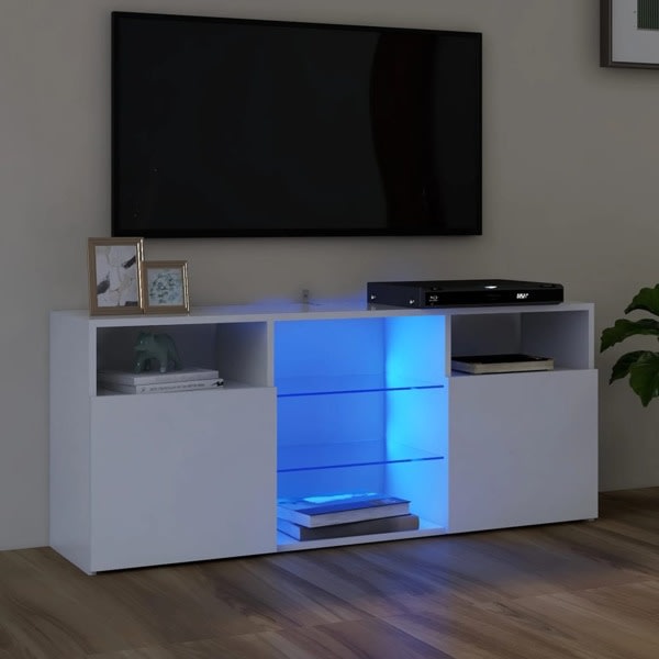 vidaXL TV-bänk med LED-belysning vit 120x30x50 cm Vit