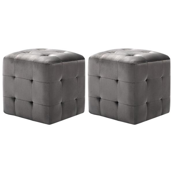 vidaXL Sängbord 2 st grå 30x30x30 cm sammetstyg grå