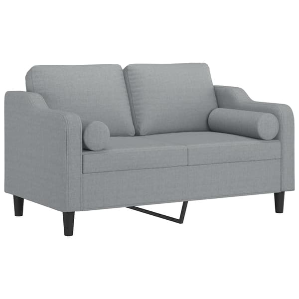 vidaXL 2-sits soffa med prydnadskuddar ljusgrå 120 cm tyg Grå
