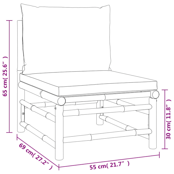 vidaXL Loungegrupp 9 delar taupe dynor bambu Brun