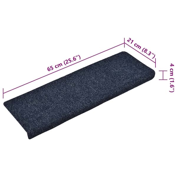 vidaXL Trappmattor självhäftande 15 st 65x21x4 cm blå rektangulär kant Blå