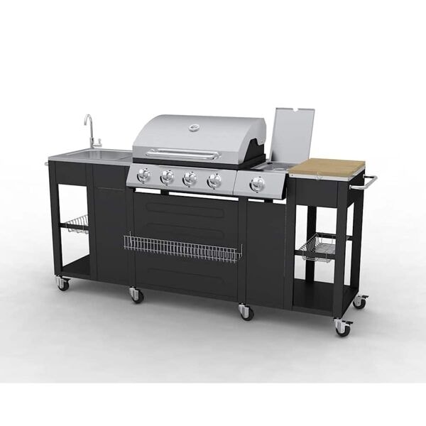 vidaXL BBQ gasolgrill med 4+1 brännare inkl. slang - Exklusiv för SE multifärg