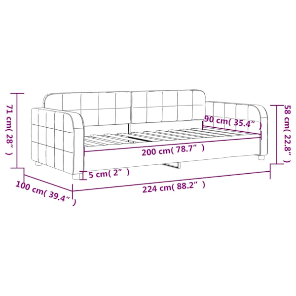 vidaXL Dagbädd gul 90x200 cm sammet Gul