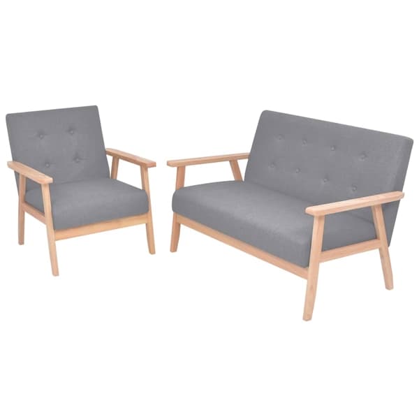 vidaXL Soffa + fotölj i trä med retrodesign grå grå