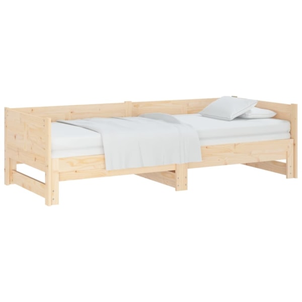 vidaXL Utdragbar dagbädd massiv furu 2x(80x200) cm Brun