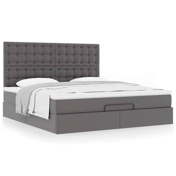 vidaXL Ottoman sängram med madrass grå 160x200 cm konstläder Grå