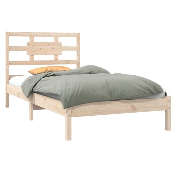 vidaXL Sängram massivt trä 90x190 cm Brun