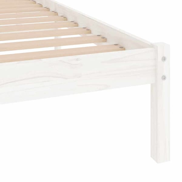 vidaXL Sängram vit massivt trä 75x190 cm Vit