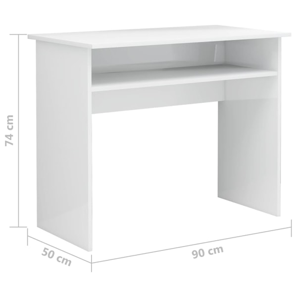 vidaXL Skrivbord vit högglans 90x50x74 cm konstruerat trä Vit