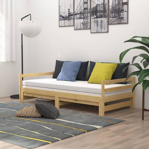 vidaXL Dagbädd utdragbar 2x(90x200) cm massiv furu Vit