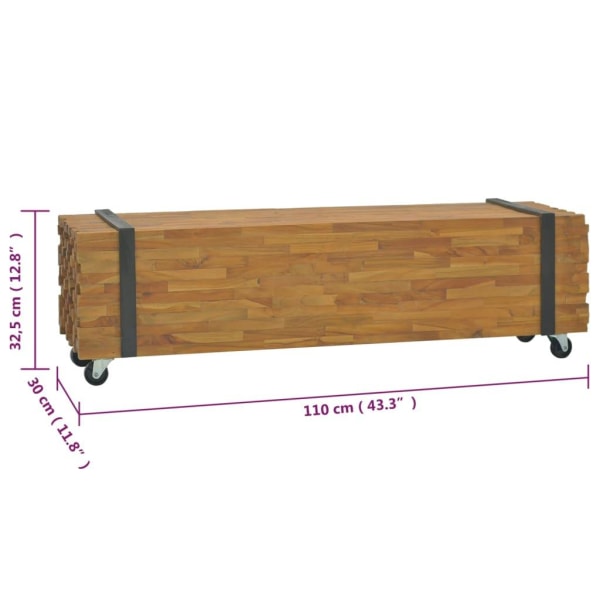 vidaXL Tv-bänk 110x30x32,5 cm massiv teak Brun