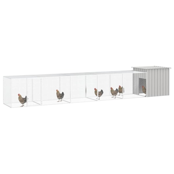 vidaXL Hönsbur grå 600x91x100 cm galvaniserat stål Grå